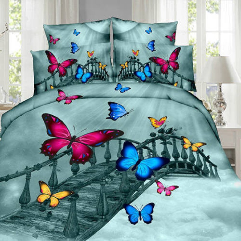 Lenjerie de pat digital print 3D (BUTTERFLY ON THE BRIDGE)